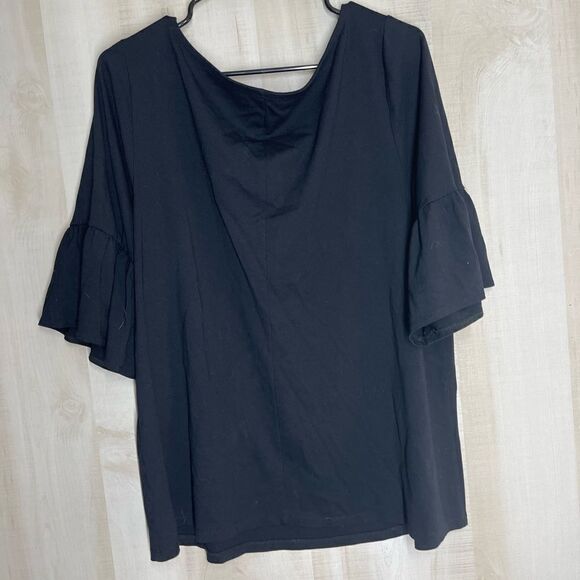 Lane Bryant black pullover short ruffle sleeve top, size 18/20 - Picture 7 of 14